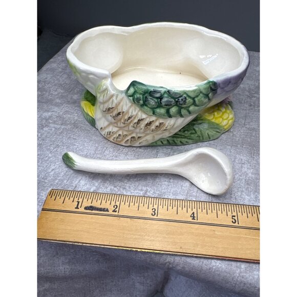 Turkey Gravy Boat with Lid & Spoon Ceramic Vintage - Picture 12 of 16